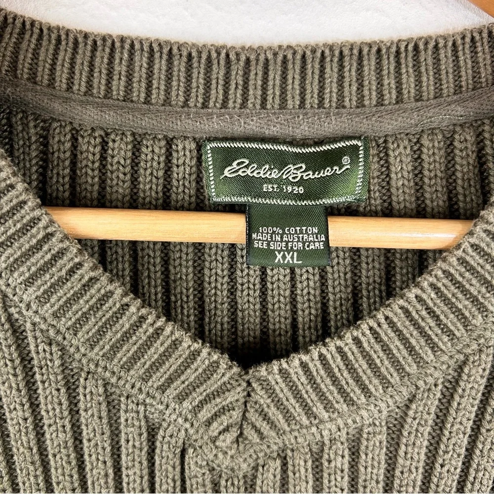 Eddie Bauer Men’s Ribbed Knit Heavy Cotton V-neck Sweater. Size XXL. - Picture 3 of 8